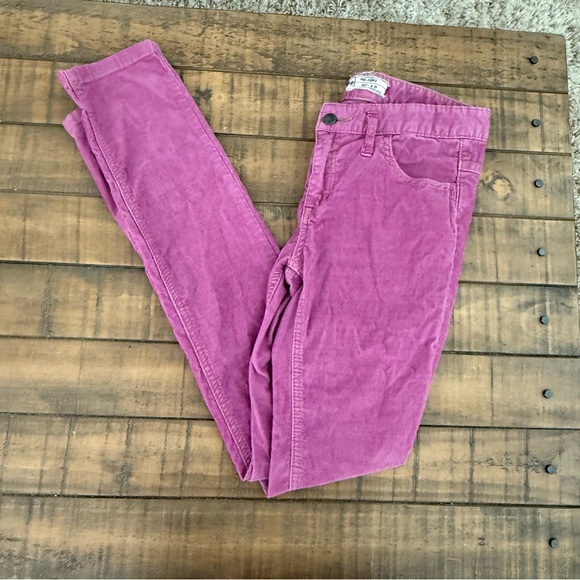 FREE PEOPLE Corduroy Pants Hot Rose Pink Purple Slim Skinny Straight Leg Sz 28 - Picture 1 of 3